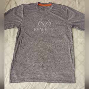 Realtree Heathered Gray Performance Short-Sleeve Tee with Orange Trim